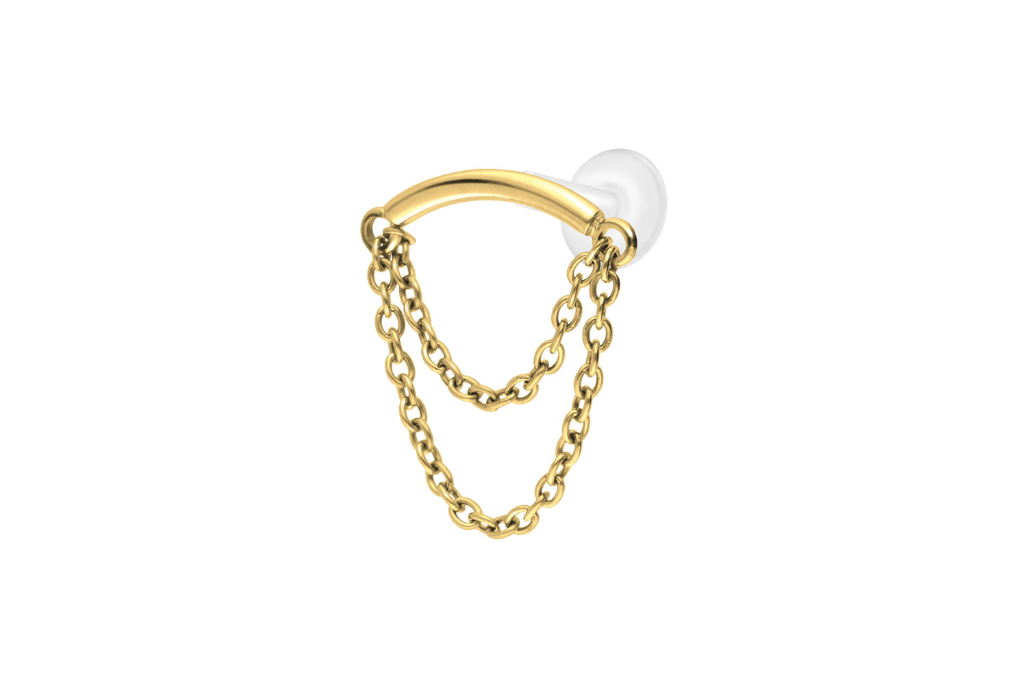 PTFE Labret Piercing mit Innengewinde + Titan-Aufsatz BOGEN + 2 KETTEN